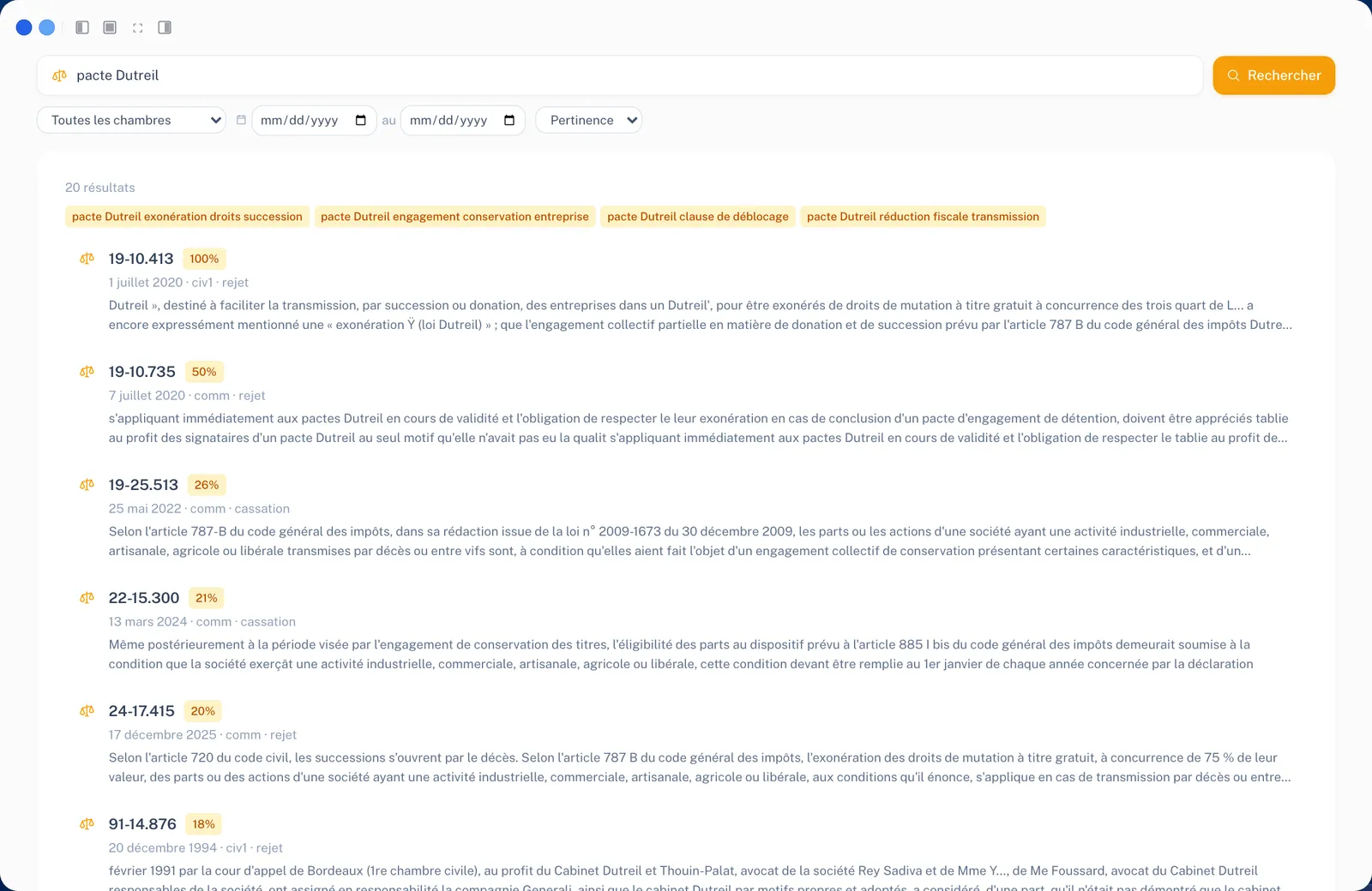 Une recherche de jurisprudence sur le pacte Dutreil