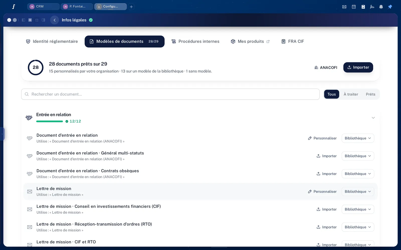 Les modèles de documents de conformité